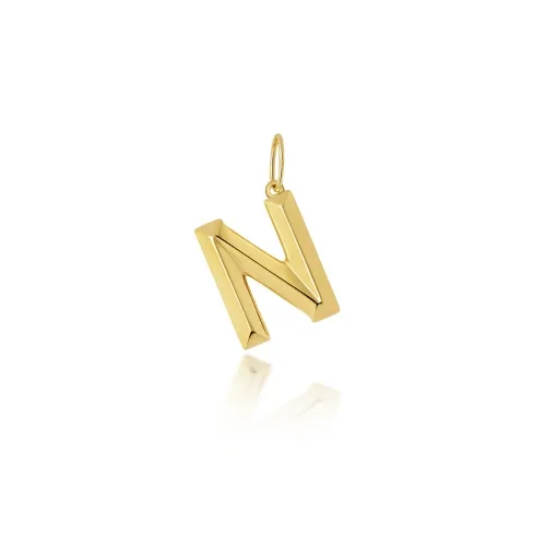 9ct Yellow Gold Initial Pendant N 10.8X13.7mm